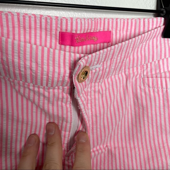 Lilly Pulitzer Kelly Pink Seersucker Stripe Shorts Womens 2 - Picture 4 of 10